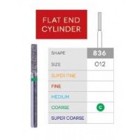 3D Dental Flat End Cylinder Diamond, Bur Coarse, 836-012C 10/Pk